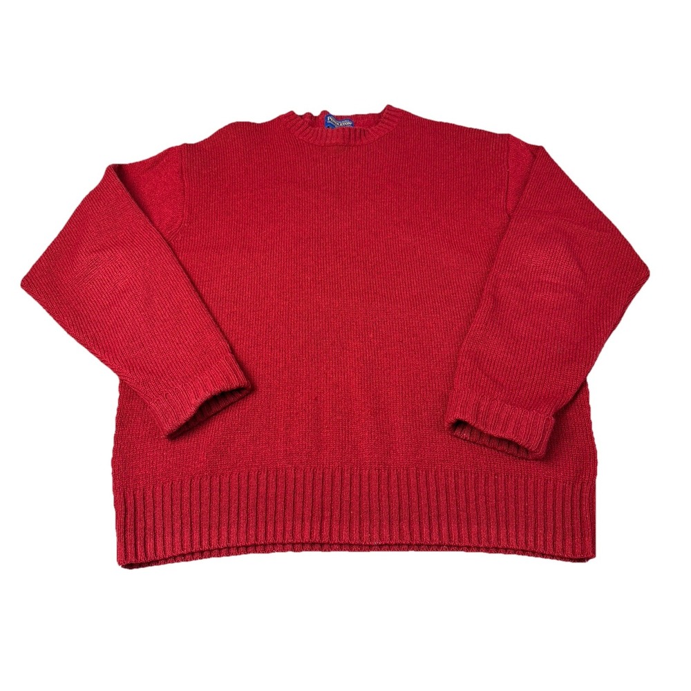 Vintage Pendleton Shetland Virgin Wool Crew Neck Sweater Sz XL Burgundy Red 3h